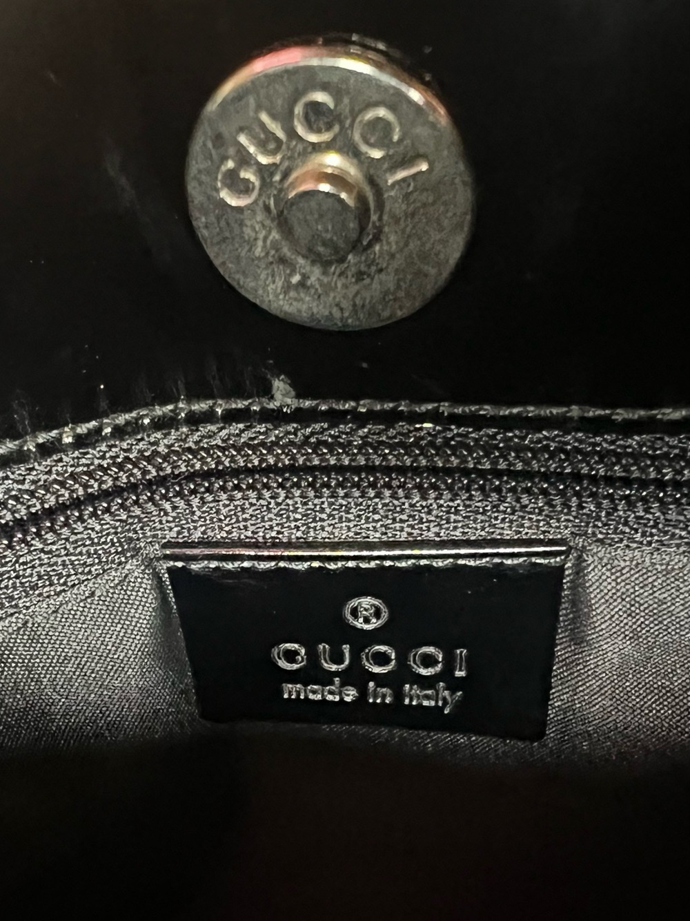 GUCCI BLACK GG CANVAS SHOULDER BAG - Picture 9 of 15